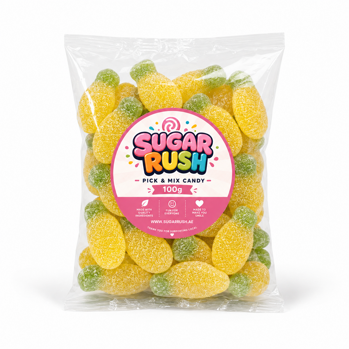 No. 29 Sour Pineapples – 100g Sugar Rush 100g bag