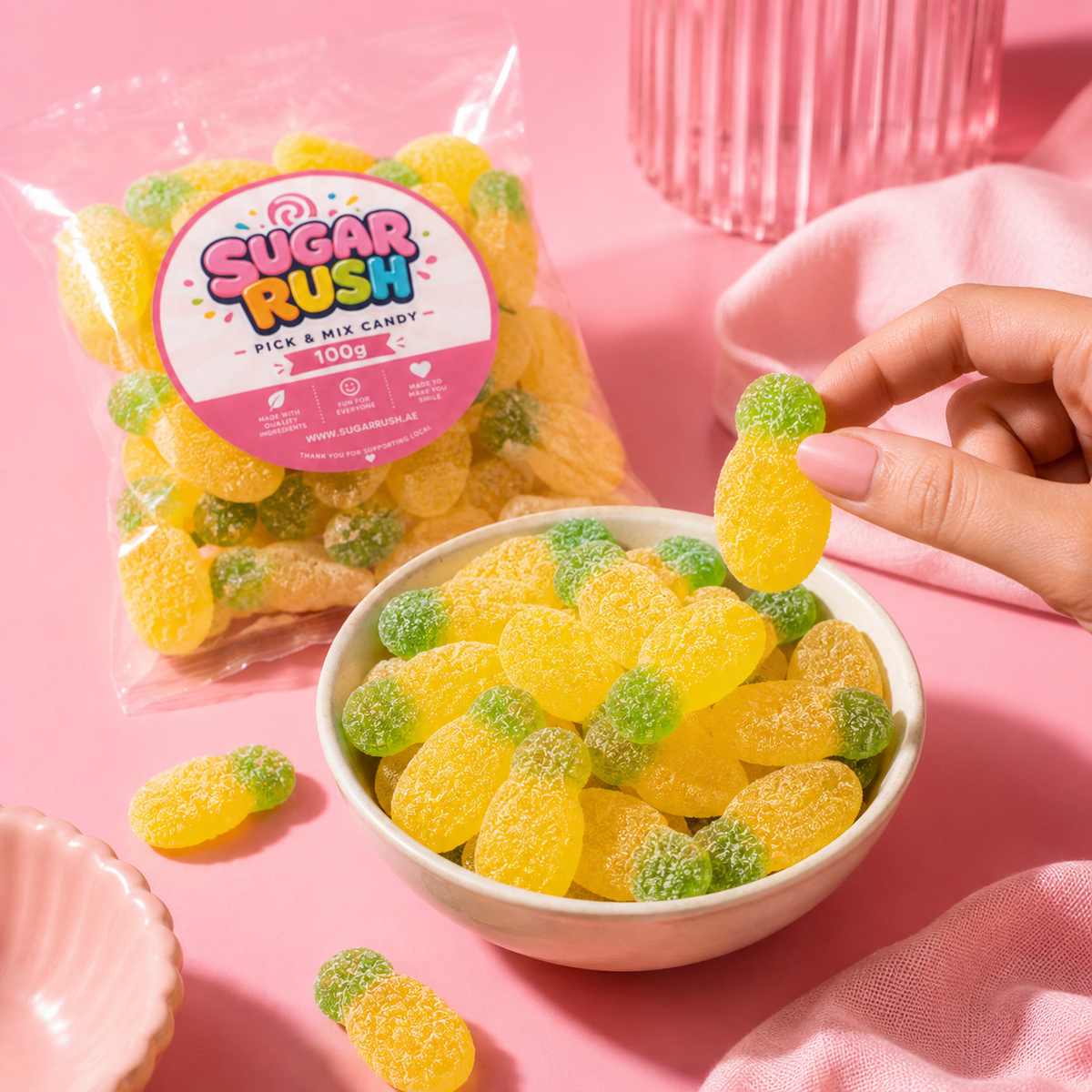Sour Pineapples sweets in a Sugar Rush snacking scene