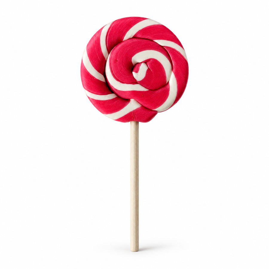 Pink Swirl Lollipop by Sugar Rush on a clean soft white background