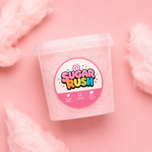 Sugar Rush Pink Vanilla Cotton Candy Tub with branded label on a clean white background