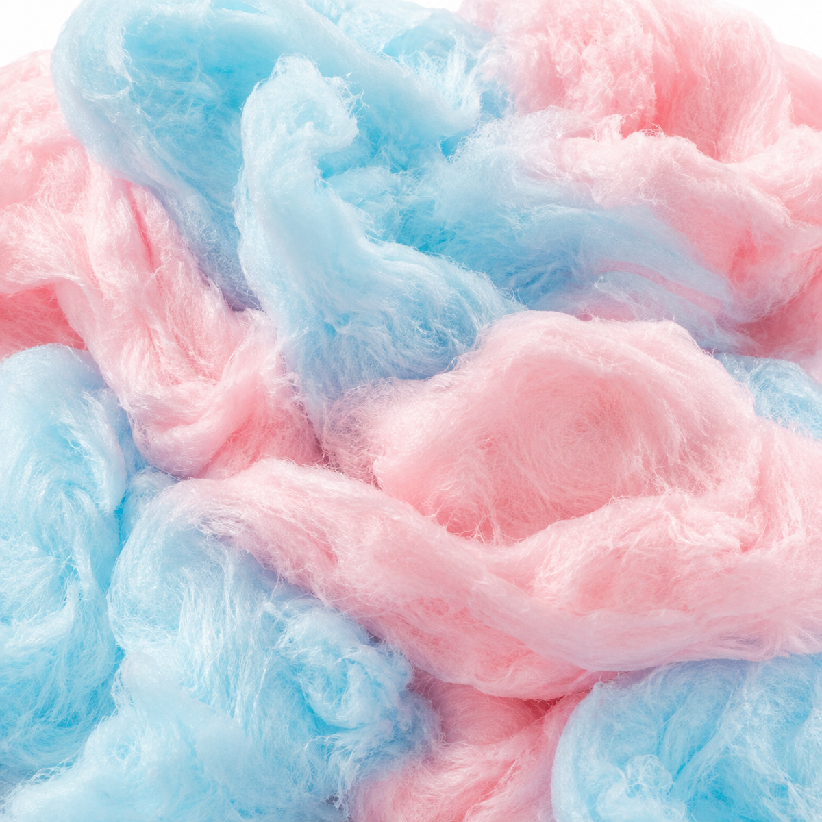 Close-up of fluffy mixed-flavour cotton candy texture